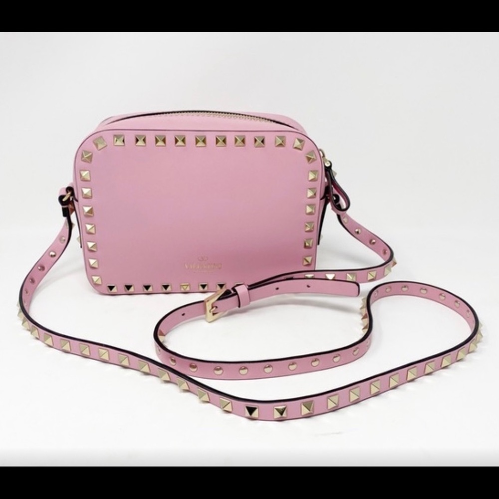 Valentino Rockstud Camera Crossbody Bag Pink